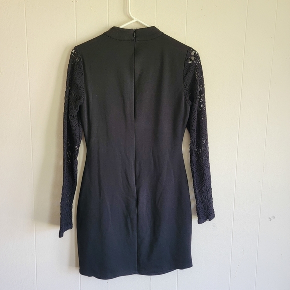 Lace Up Your Sleeve Black Lace Long Sleeve Bodycon Dress - Picture 3 of 6
